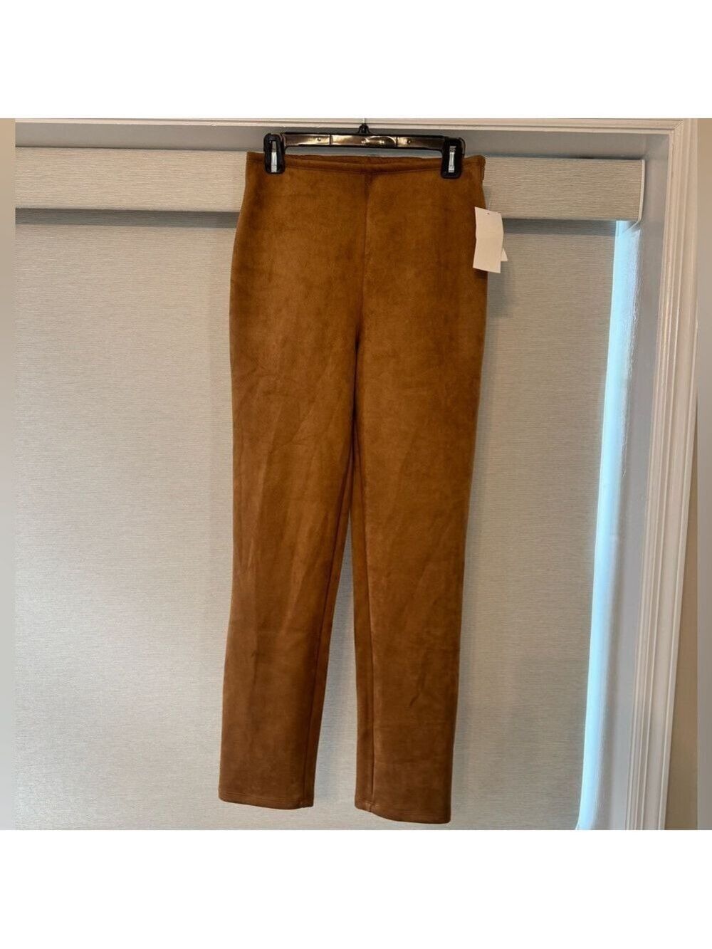 &Basics Womens Faux Suede Straight Leg Pants In Camel - Picture 3 of 8